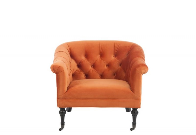 fauteuil crapaud velours orange