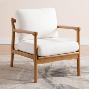 Fauteuil crapaud en lin beige chairus