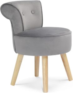 Fauteuil crapaud en velours gris IDMarket